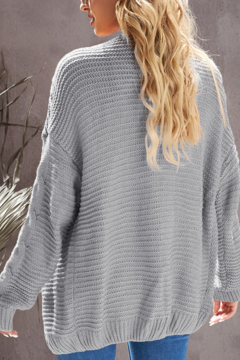 Cable-Knit Open Front Cardigan - Pahabu - Women's Clothing & Shop