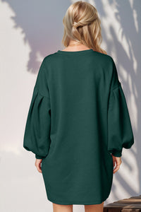 Double Take Drop Shoulder Lantern Sleeve Texture Mini Dress with Pockets - Pahabu - Women's Clothing & Shop
