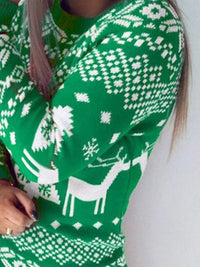 Christmas Element Round Neck Mini Sweater Dress - Pahabu - Women's Clothing & Shop
