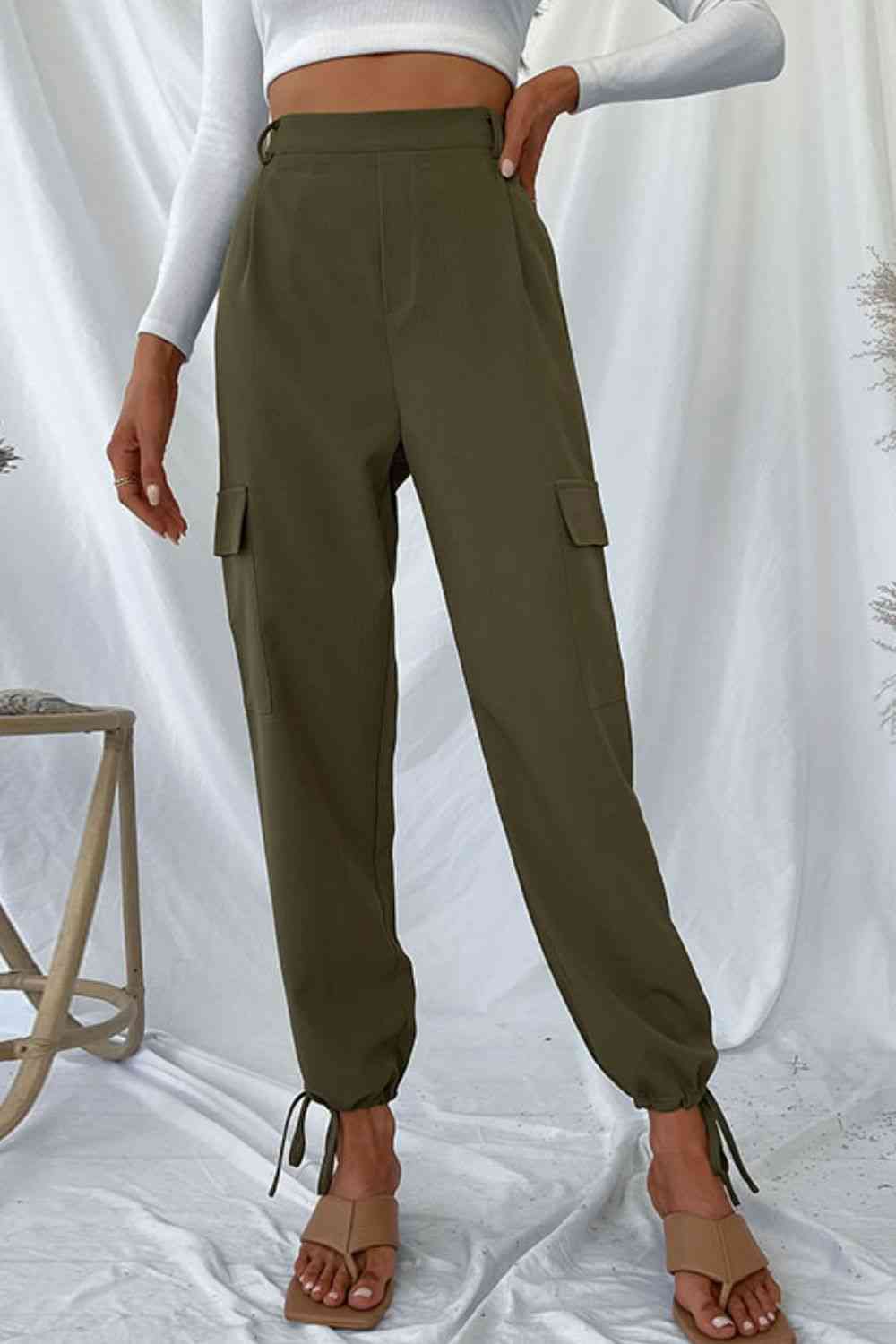 Perfee Drawstring Ankle Cargo Pants - Pahabu - Women's Clothing & Shop
