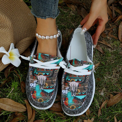Geometric Round Toe Flat Slip-Ons - Pahabu - Women's Clothing & Shop
