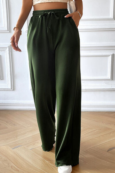 Devine Drawstring Wide Leg Pants with Pocketed - Pahabu - Women's Clothing & Shop