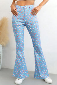 Printed High Waist Flare Pants with Pockets - Pahabu - Women's Clothing & Shop