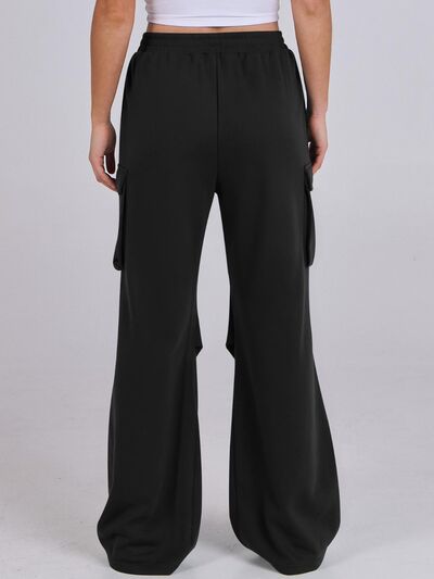 Elastic Waist Wide Leg Pants with Pockets - Pahabu - Women's Clothing & Shop