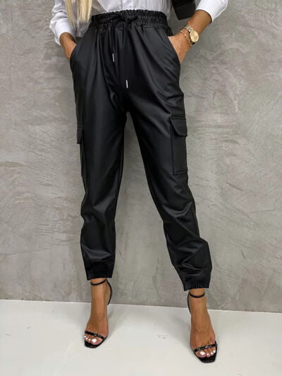 Tied High Waist Pants with Pockets - Pahabu - Women's Clothing & Shop