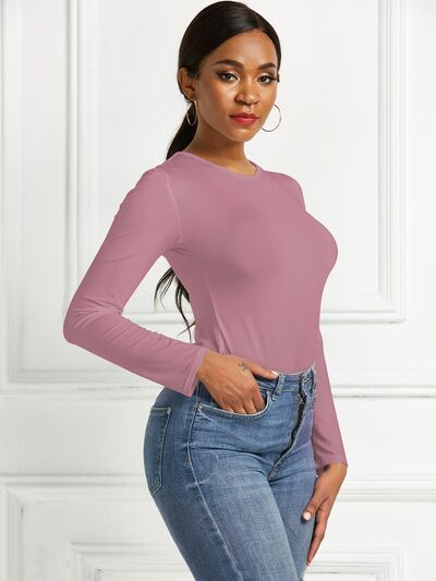 Round Neck Long Sleeve Bodysuit - Pahabu - Women's Clothing & Shop