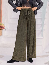 Ribbed Tied Wide Leg Pants - Pahabu - Women's Clothing & Shop