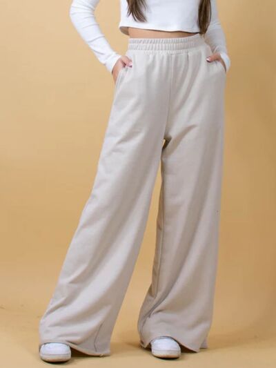 Elastic Waist Wide Leg Pants - Pahabu - Women's Clothing & Shop