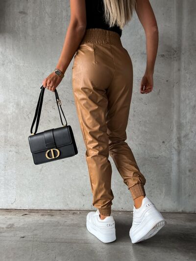 Smocked High Waist Pants with Pockets - Pahabu - Women's Clothing & Shop