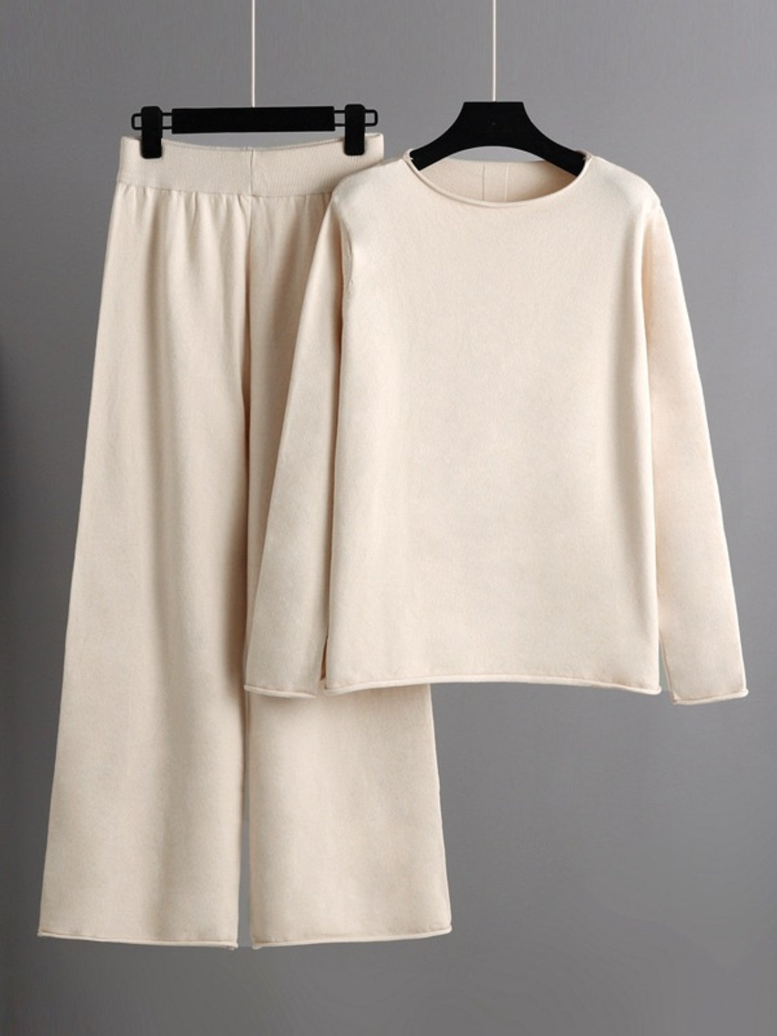 Basic Bae Rolled Round Neck Top and Pants Sweater Set - Pahabu - Women's Clothing & Shop