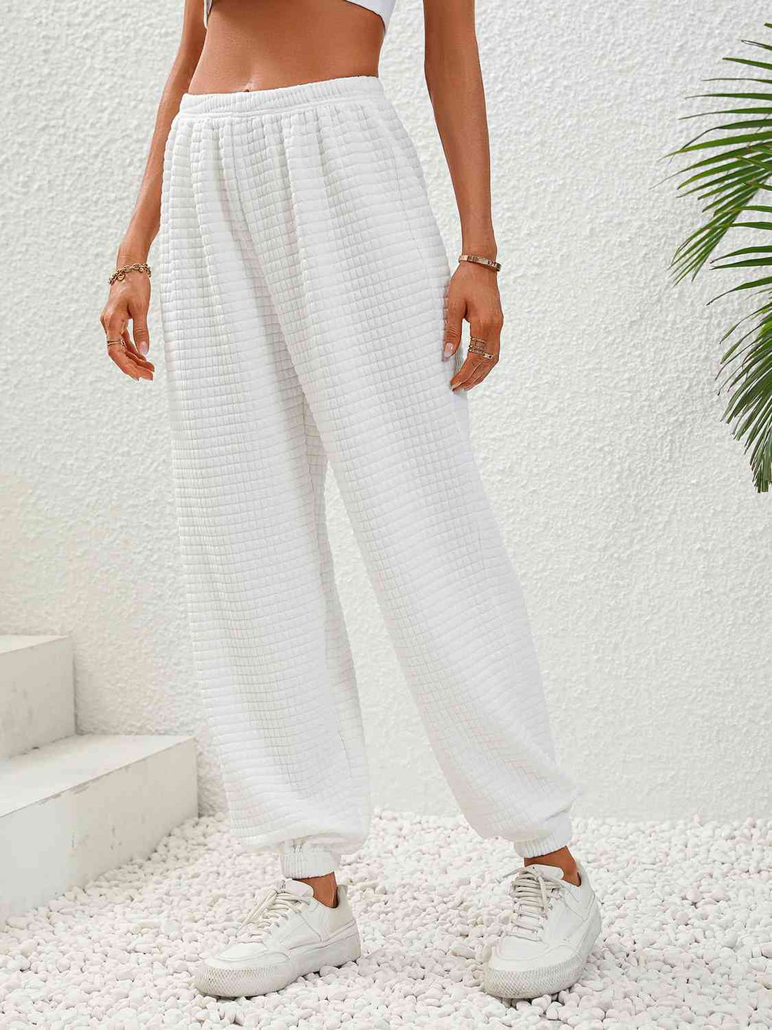 Textured Pull-On Joggers - Pahabu - Women's Clothing & Shop