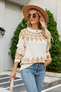 Round Neck Long Sleeve Sweater - Pahabu - Women's Clothing & Shop