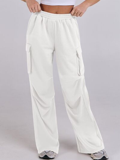 Elastic Waist Wide Leg Pants with Pockets - Pahabu - Women's Clothing & Shop