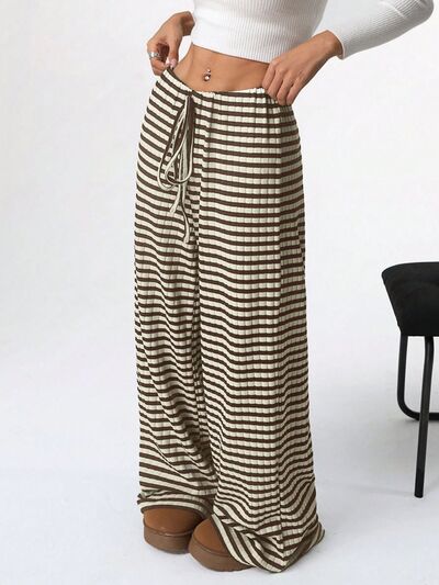 Tied Striped Wide Leg Pants - Pahabu - Women's Clothing & Shop