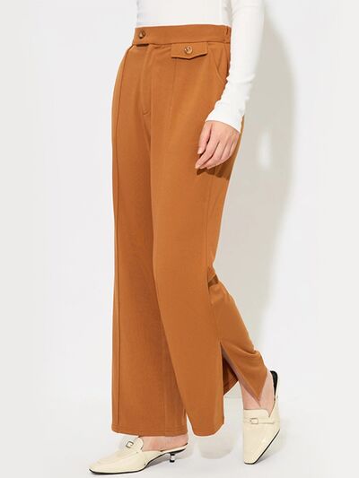 Slit Wide Leg Pants with Pockets - Pahabu - Women's Clothing & Shop