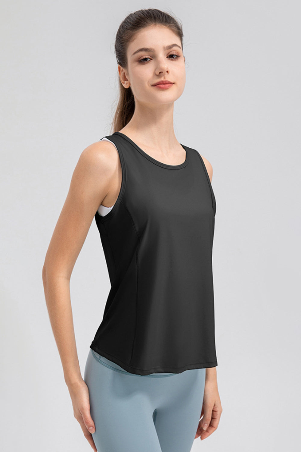 Wide Strap Round Neck Active Tank - Pahabu - Women's Clothing & Shop
