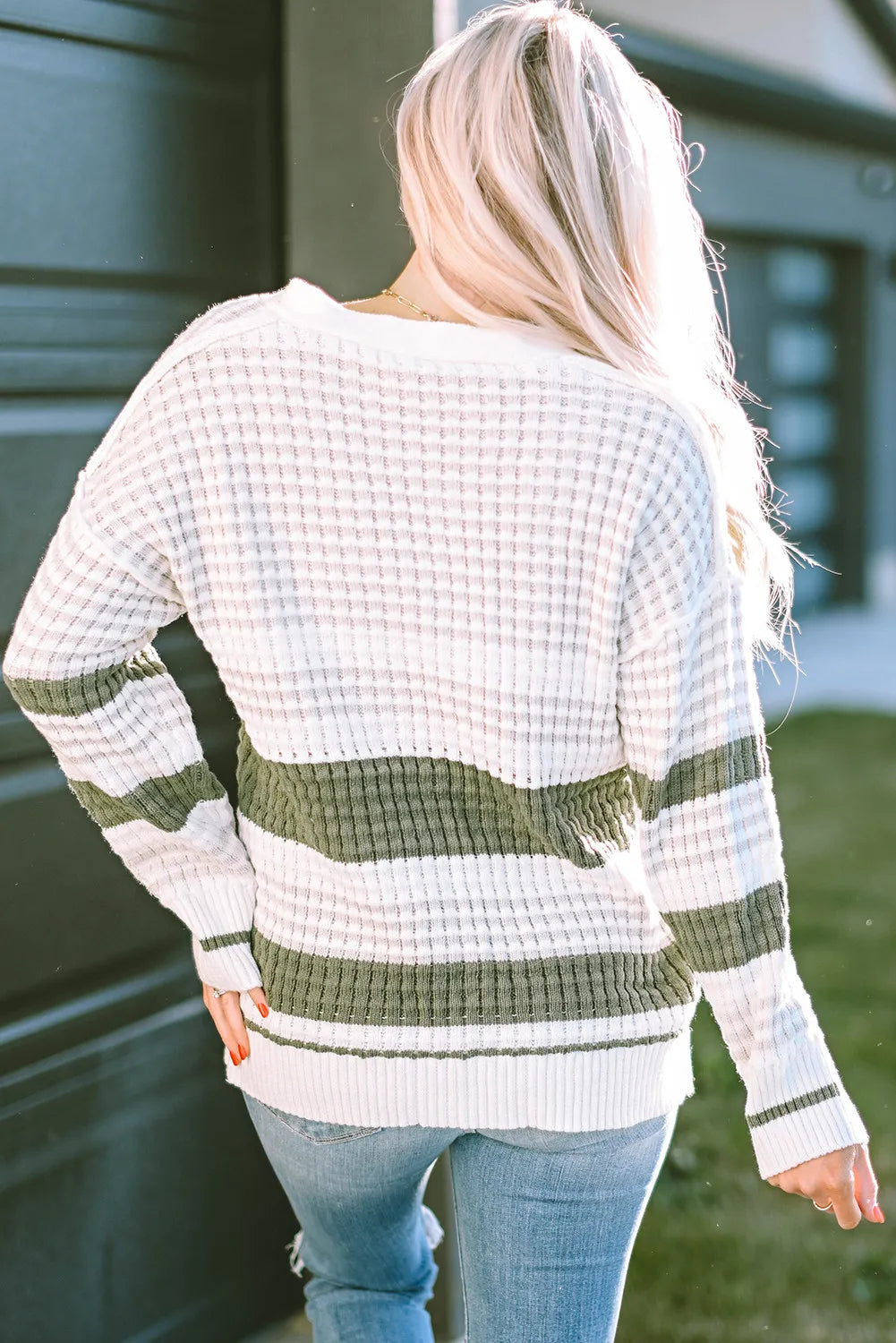 Striped Button Down Cardigan - Pahabu - Women's Clothing & Shop
