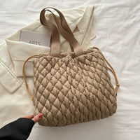 Drawstring Bubble Texture Tote Bag - Pahabu - Women's Clothing & Shop