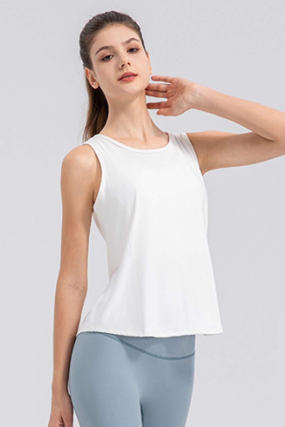 Wide Strap Round Neck Active Tank - Pahabu - Women's Clothing & Shop