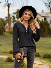 Puff Sleeve Ruffle Trim Blouse - Pahabu - Women's Clothing & Shop