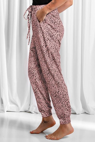 Full Size Leopard Drawstring Pocketed Pants - Pahabu - Women's Clothing & Shop