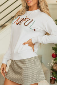 THANKFUL Round Neck Drop Shoulder Sweater - Pahabu - Women's Clothing & Shop