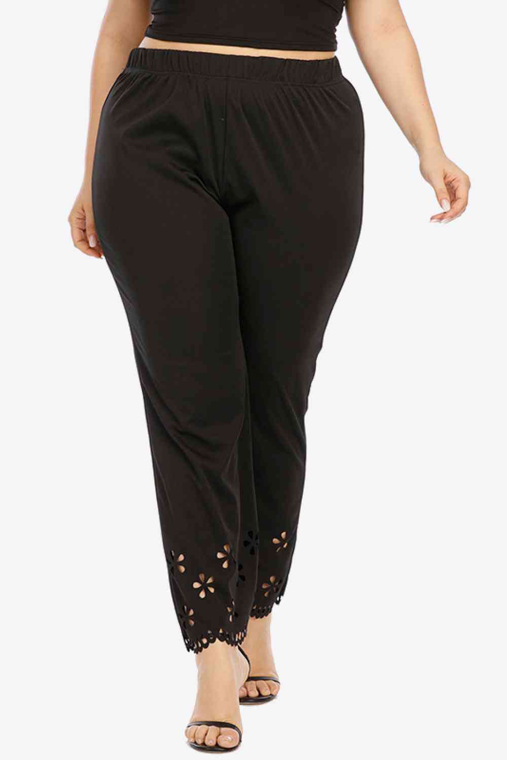 Plus Size Openwork Elastic Waist Pants - Pahabu - Women's Clothing & Shop