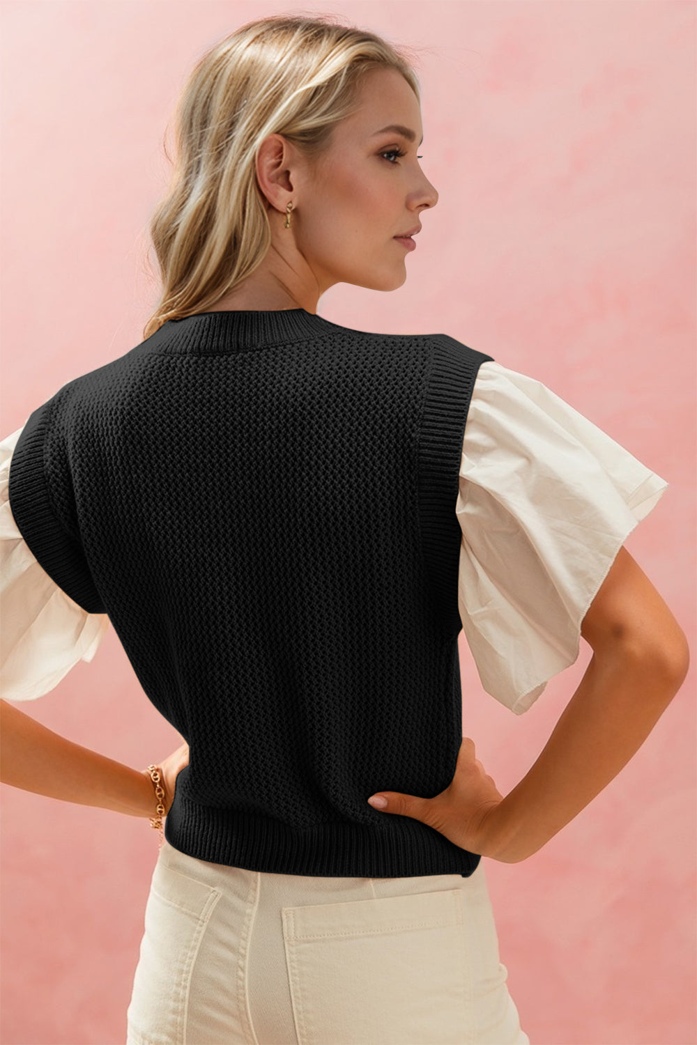 Oh Full Size Ruffled Round Neck Short Sleeve Sweater - Pahabu - Women's Clothing & Shop