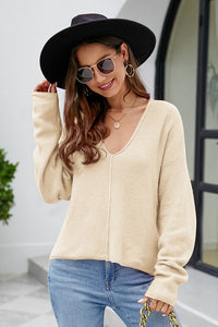 V-Neck Center Seam Sweater - Pahabu - Women's Clothing & Shop