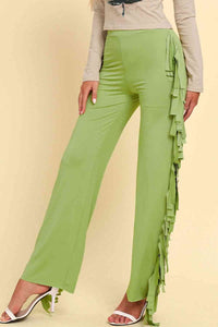 Fringe Trim Wide Leg Pants - Pahabu - Women's Clothing & Shop