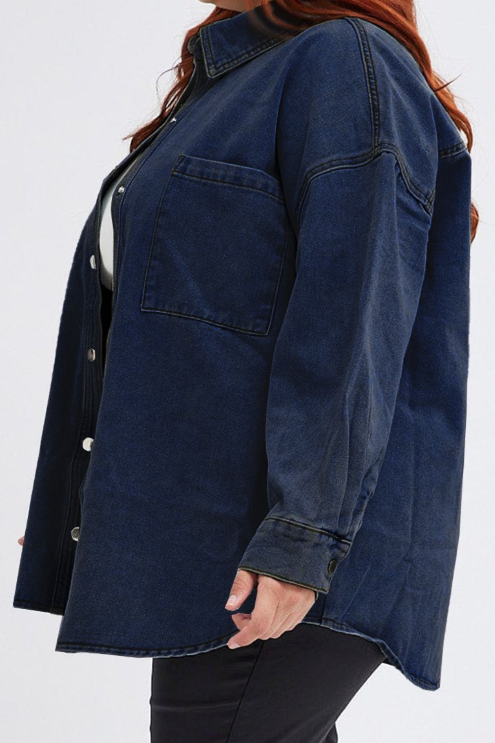 Plus Size Snap Down Pocketed Denim Jacket - Pahabu - Women's Clothing & Shop