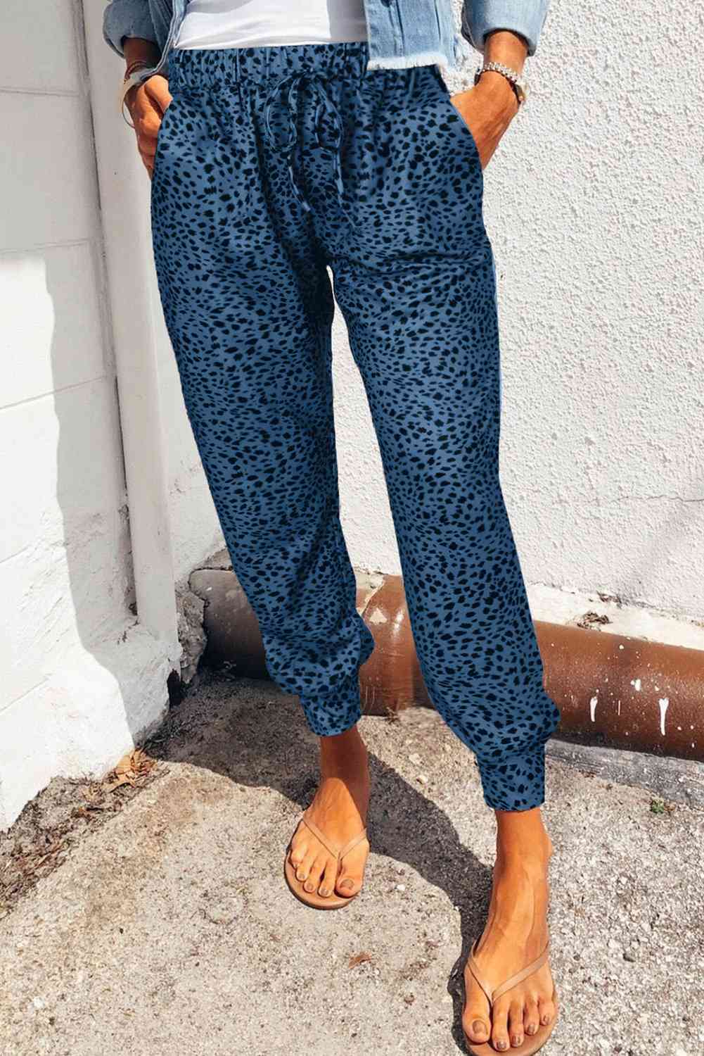 Leopard Print Joggers with Pockets - Pahabu - Women's Clothing & Shop
