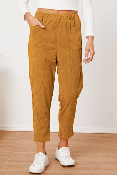Pocketed Elastic Waist Pants - Pahabu - Women's Clothing & Shop