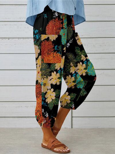 Printed Tied Cropped Pants - Pahabu - Women's Clothing & Shop
