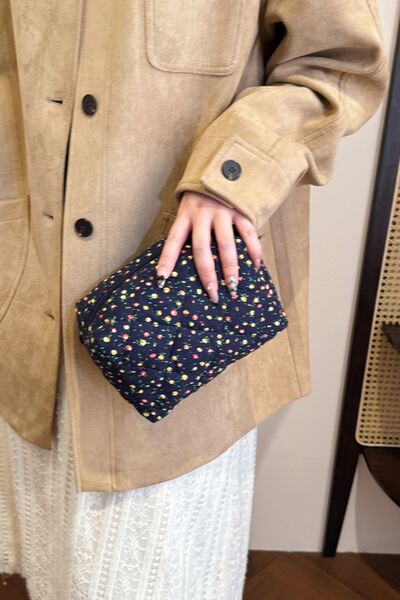 Floral Quilted Clutch with Plaid Lining - Pahabu - Women's Clothing & Shop