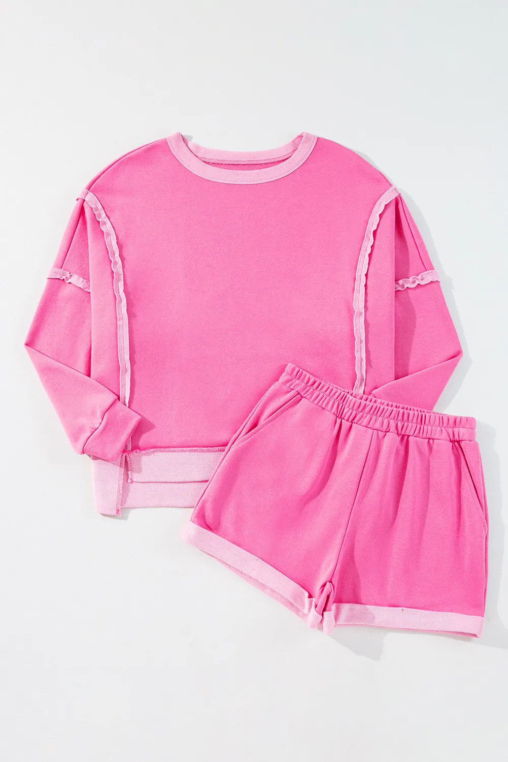 High-Low Round Neck Top and Shorts Set - Pahabu - Women's Clothing & Shop