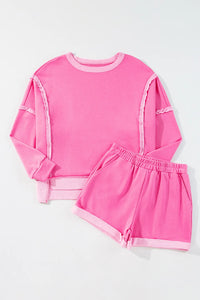 High-Low Round Neck Top and Shorts Set - Pahabu - Women's Clothing & Shop