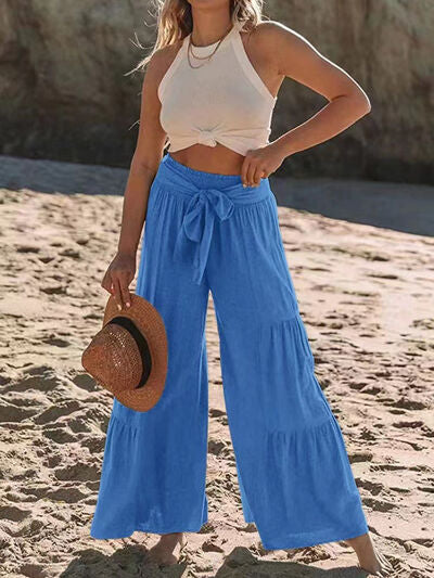 Tied Ruched Wide Leg Pants - Pahabu - Women's Clothing & Shop