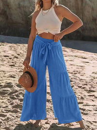 Tied Ruched Wide Leg Pants - Pahabu - Women's Clothing & Shop