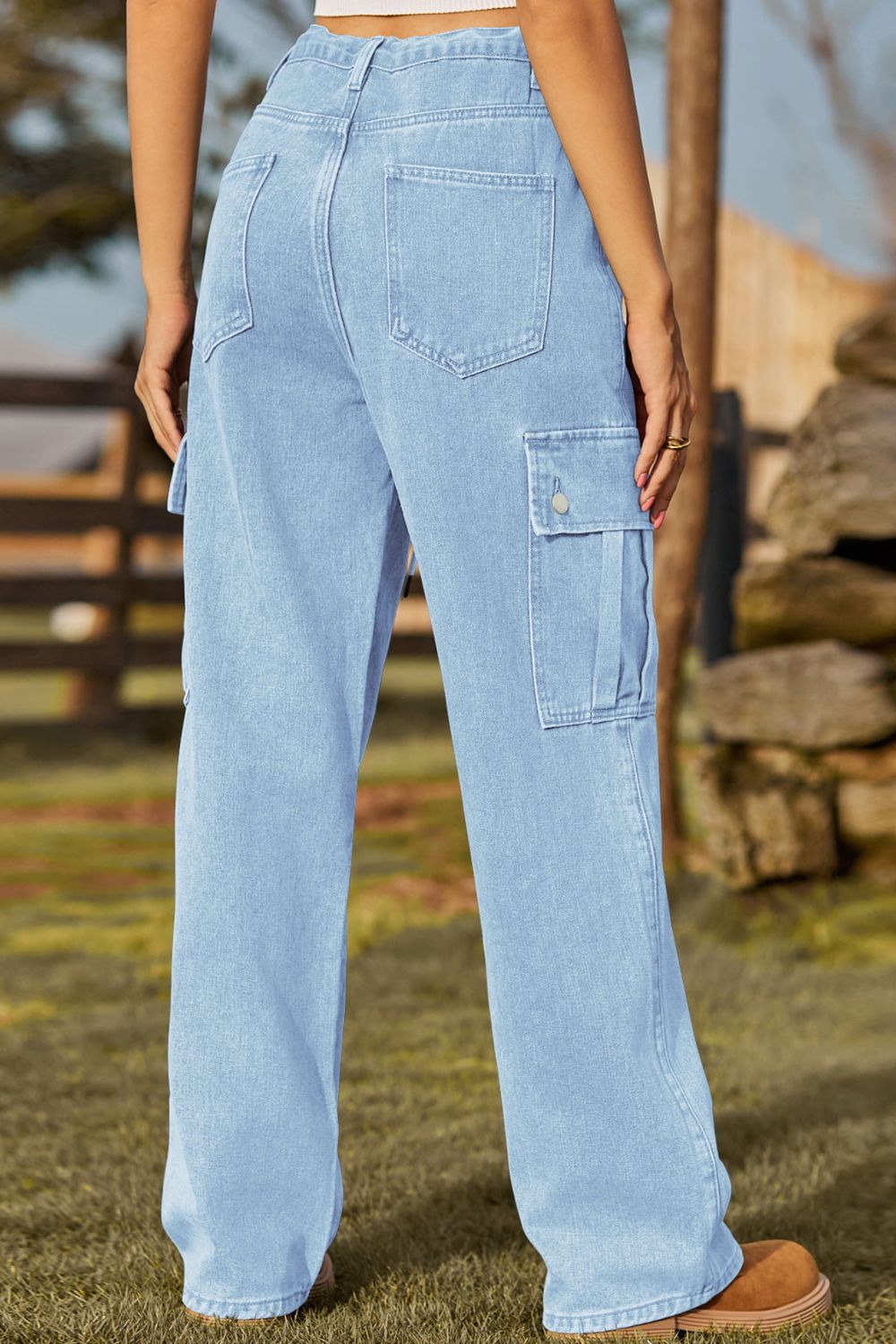 Loose Fit Drawstring Jeans with Pocket - Pahabu - Women's Clothing & Shop