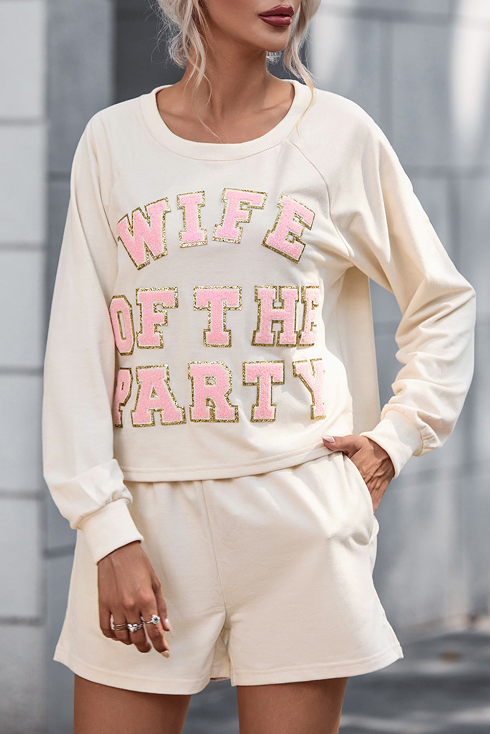 WIFE OF THE PARTY Round Neck Top and Shorts Set - Pahabu - Women's Clothing & Shop