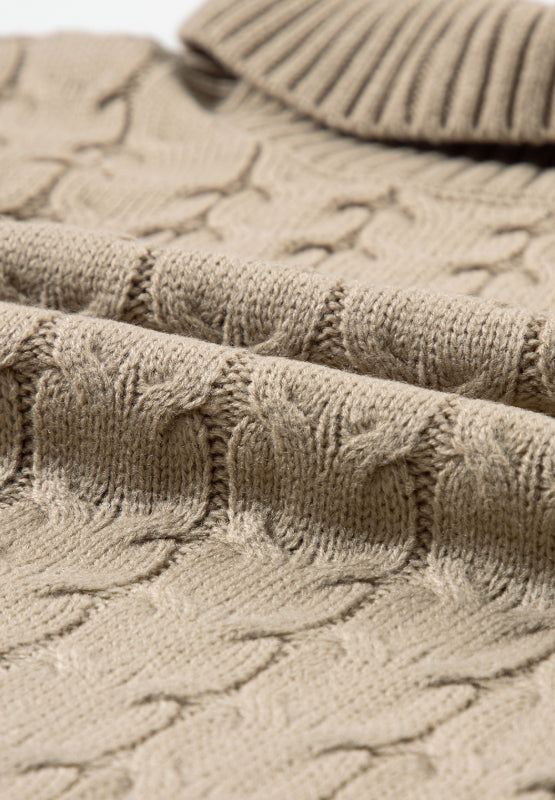 Cable Knit Turtleneck Short Sleeve Sweater - Pahabu - Women's Clothing & Shop