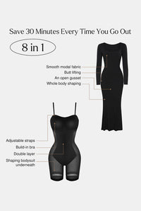 Basic Bae Built-In Shapewear Square Neck Long Sleeve Maxi Dress - Pahabu - Women's Clothing & Shop