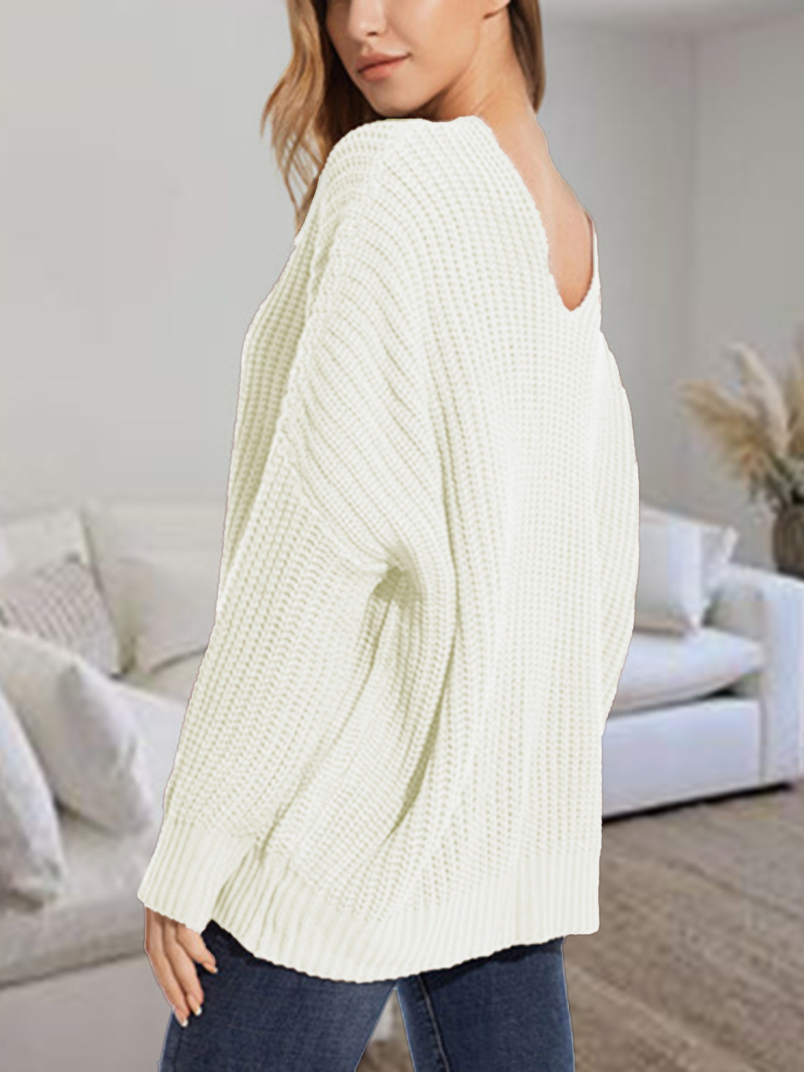 V-Neck Batwing Dropped Shoulder Sweater - Pahabu - Women's Clothing & Shop