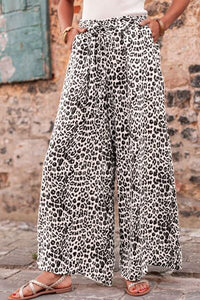 Leopard Drawstring Wide Leg Pants - Pahabu - Women's Clothing & Shop