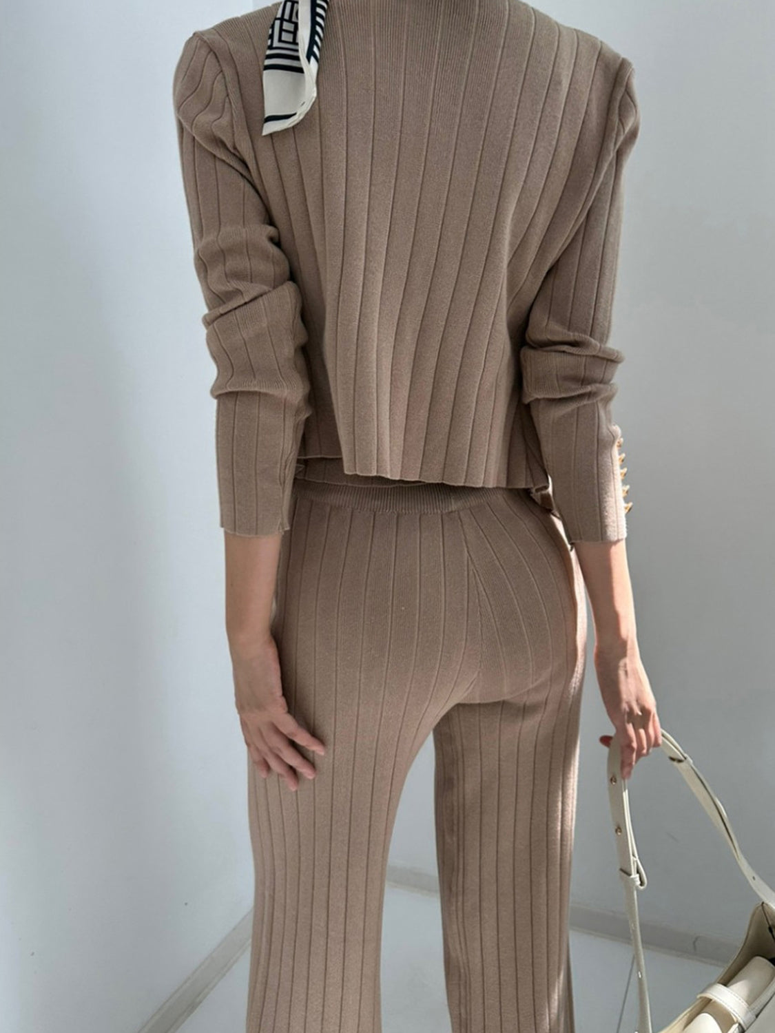 V-Neck Tank, Cardigan and Pants Three-Piece Sweater Set - Pahabu - Women's Clothing & Shop