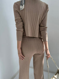 V-Neck Tank, Cardigan and Pants Three-Piece Sweater Set - Pahabu - Women's Clothing & Shop