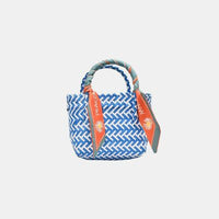 Contrast Woven Handbag with Ribbon - Pahabu - Women's Clothing & Shop