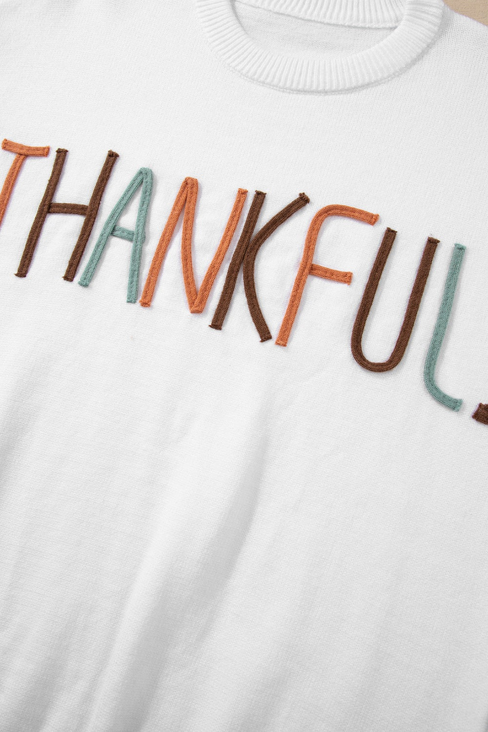 THANKFUL Round Neck Drop Shoulder Sweater - Pahabu - Women's Clothing & Shop