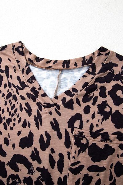 Leopard V-Neck Half Sleeve T-Shirt - Pahabu - Women's Clothing & Shop
